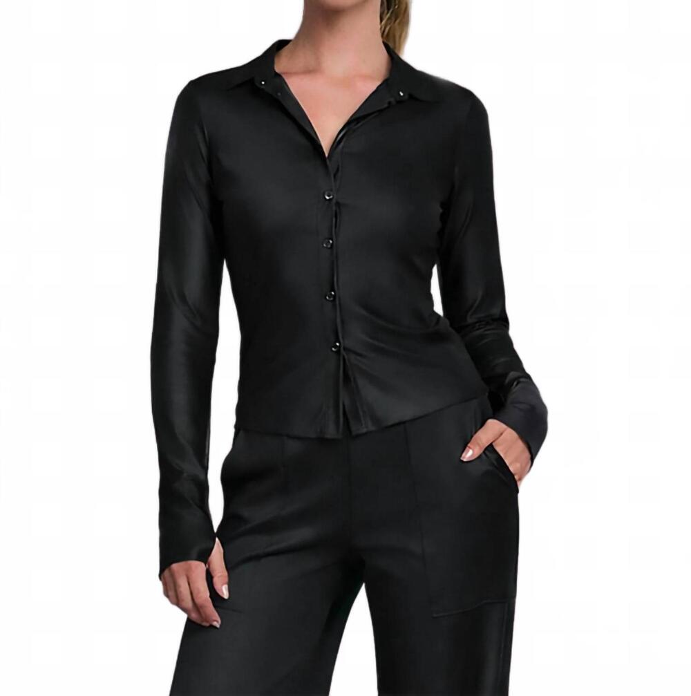 NEW HEROINE SPORT thea performance satin shirt in black